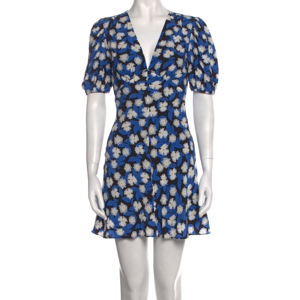 NWT STAUD BLUE MINI FLORAL DRESS